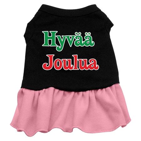 Hyvaa Joulua Screen Print Dress Black with Pink Med